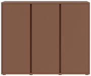 Frontansicht eines braunen Schuhschranks mit drei Türen