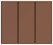 Frontansicht eines braunen Schuhschranks mit drei Türen