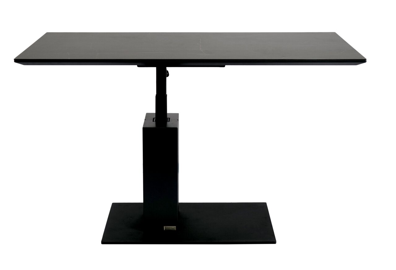 Dieter Knoll Couchtisch MILANO Moderner Couchtisch mit rechteckiger Tischplatte und zentralem Standfuß, seitliche Perspektive