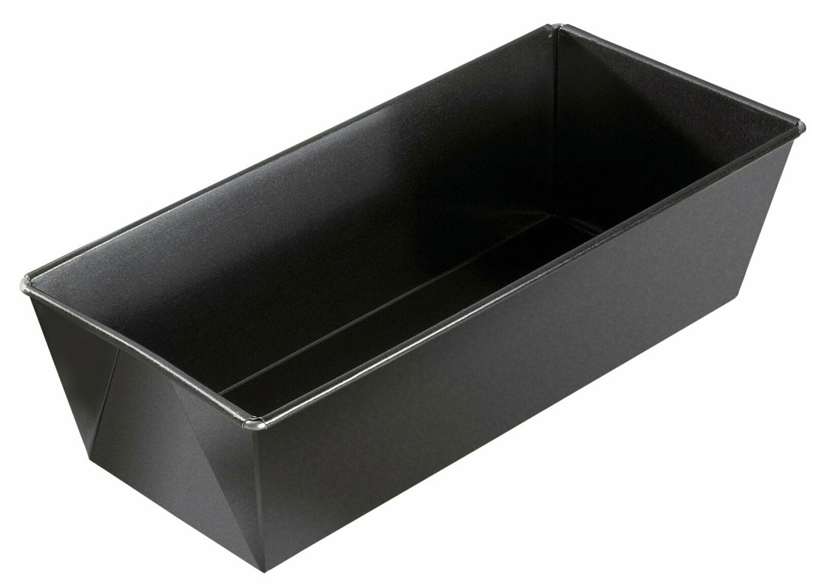 Schwarze Kastenform 25cm aus Metall, schräg von oben fotografiert