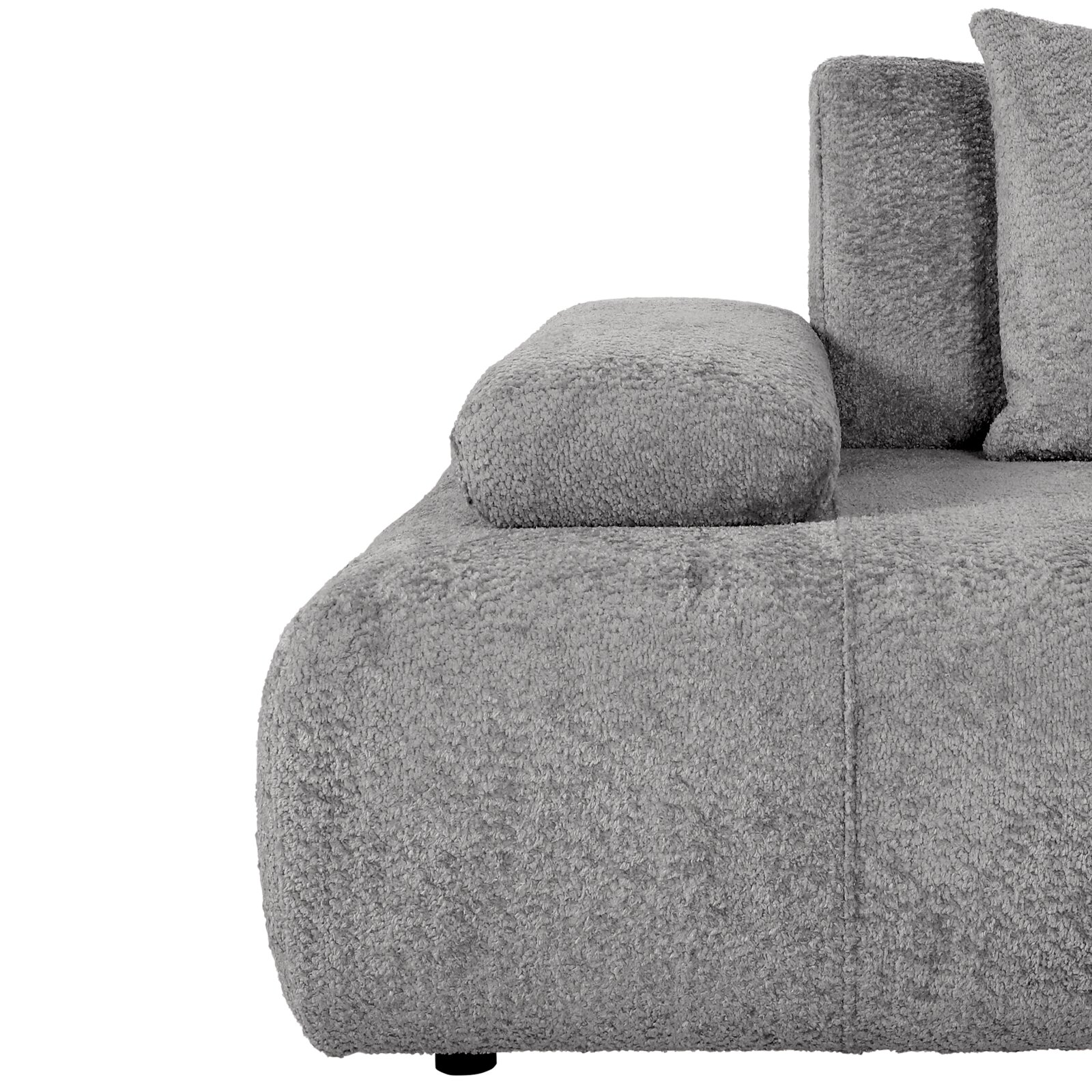 Graues Sofa 2-Sitzer mit weicher Textur, seitliche Perspektive