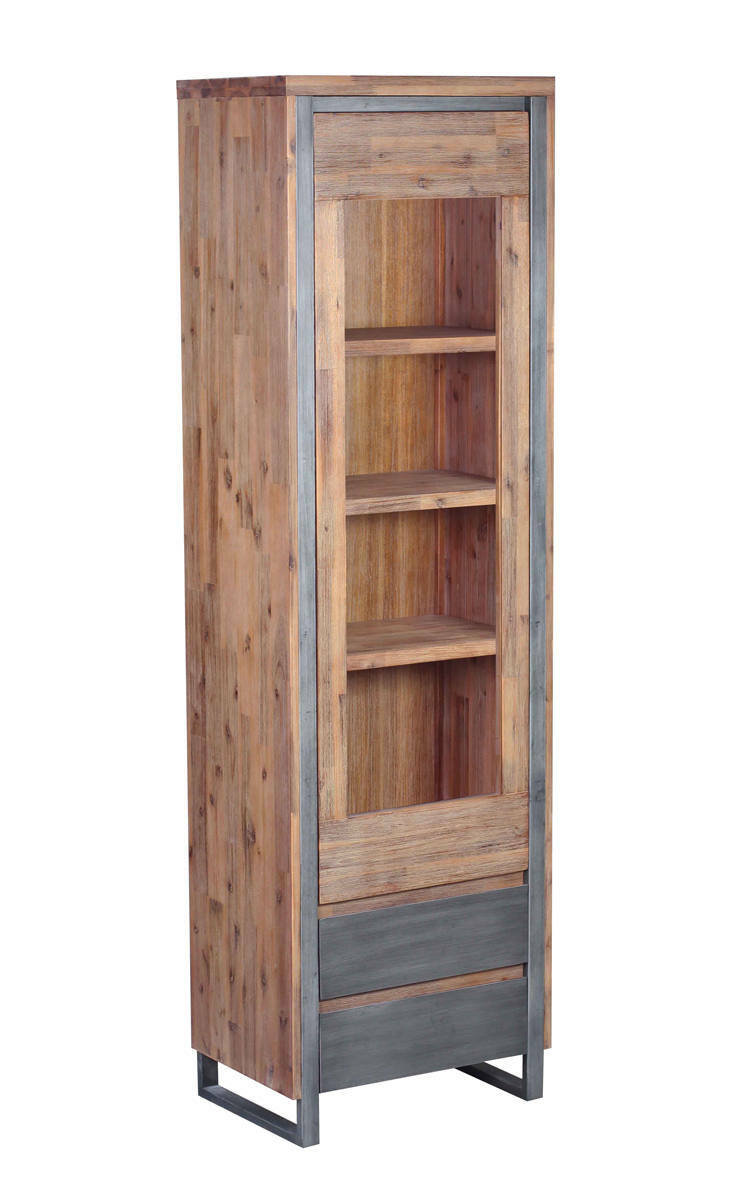 Vitrine aus Holz mit Glasfront, Serie BALI, seitliche Perspektive