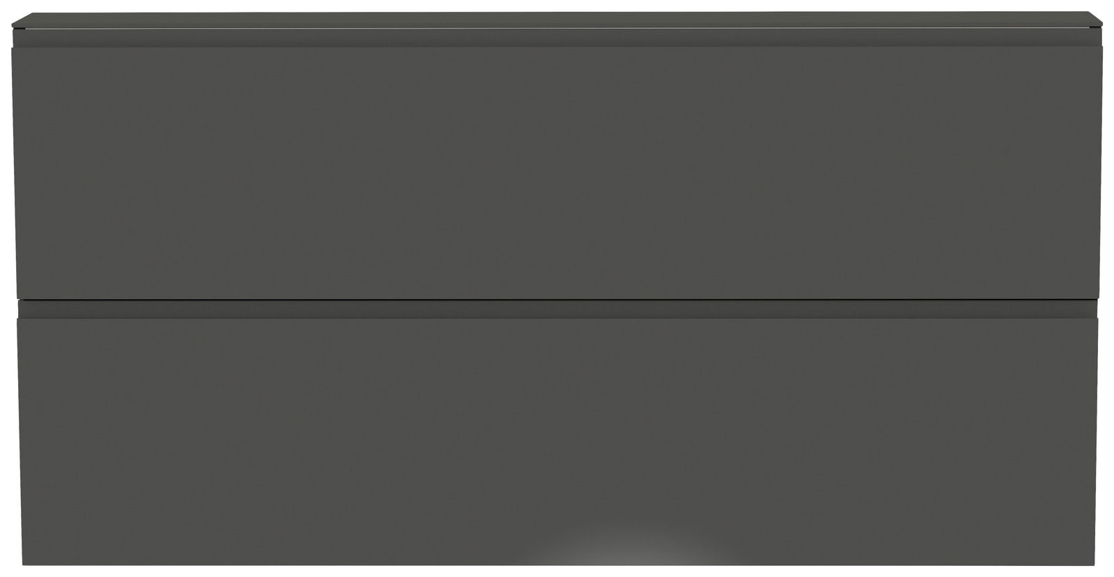 Vorderansicht eines grauen XL-Hängeschuhschranks mit zwei Klappen