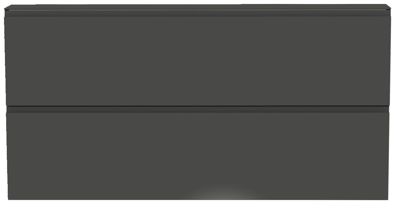 Vorderansicht eines grauen XL-Hängeschuhschranks mit zwei Klappen