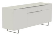 Modernes TV-Lowboard in hellem Design mit zwei Türen und einer Schublade, seitliche Perspektive