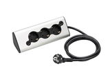 Steckdosenleiste Pro Ambient mit drei Steckplätzen und USB-Anschluss, seitliche Perspektive
