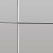 Vorderansicht eines modernen XL-Schuhschranks mit glatten, grauen Türen und minimalistischen Linien.