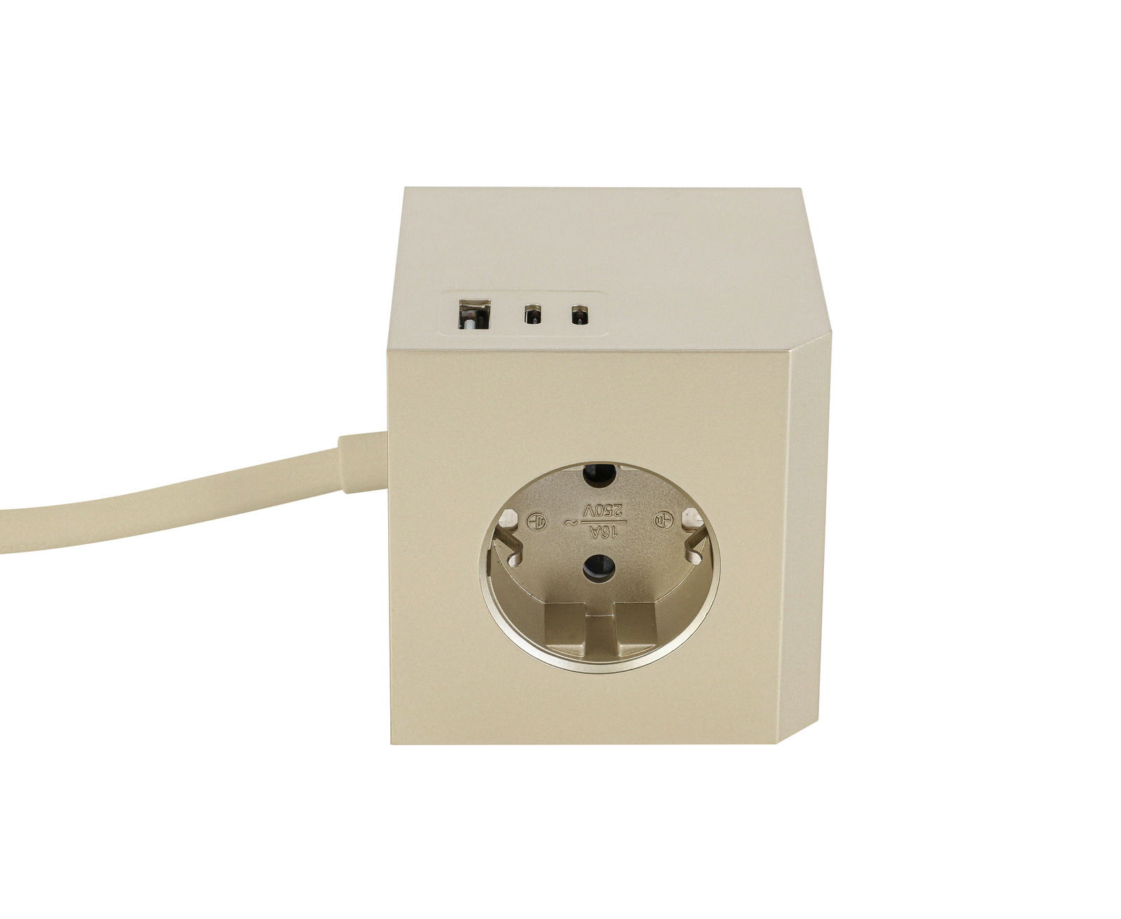 Steckdosenwürfel mit USB-Anschlüssen, Vorderansicht