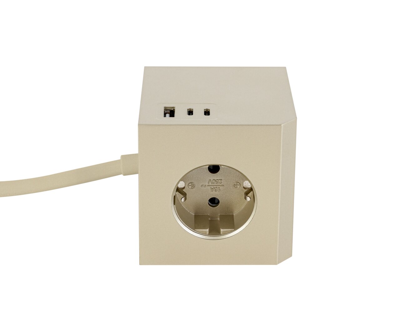 Steckdosenwürfel mit USB-Anschlüssen, Vorderansicht