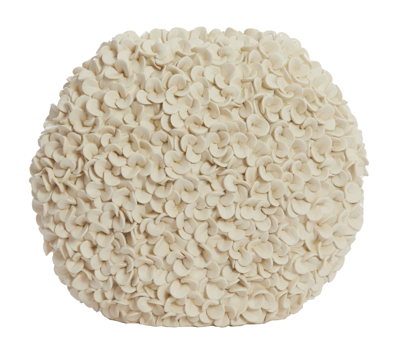 Vase mit blütenartiger Struktur, frontal fotografiert