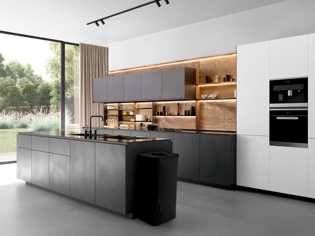 EASYmaxx Pfandflaschen Sammelbehälter Pfandflaschen Sammelbehälter in einer modernen Küche, seitliche Perspektive