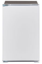 Frontansicht eines weißen Küchenblocks mit glatter Oberfläche.