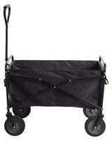 Schwarzer faltbarer Bollerwagen mit vier Rädern, seitlicher Perspektive