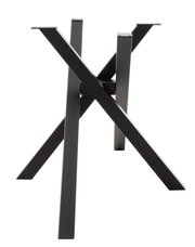 Schwarzes, modernes Tischgestell aus Metall in X-Form, seitliche Perspektive