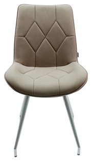 Moderner Stuhl mit gepolsterter Sitzfläche und Rückenlehne in Beige, Vorderansicht