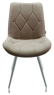 Moderner Stuhl mit gepolsterter Sitzfläche und Rückenlehne in Beige, Vorderansicht