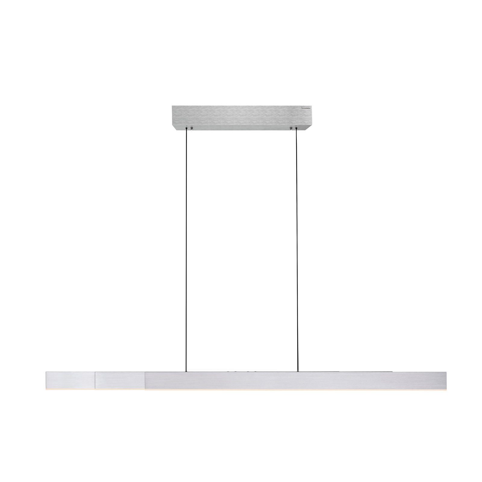 Moderne Pendelleuchte PURE-MOTO-RISE in silberner Farbe, seitliche Perspektive