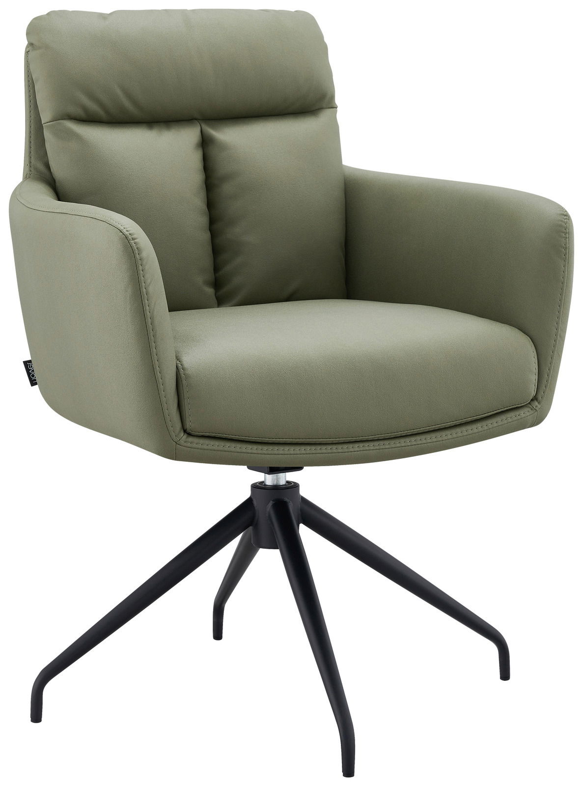 Novel Fauteuil EMMA Grüner Armlehnstuhl mit schwarzem Metallgestell, Vorderansicht