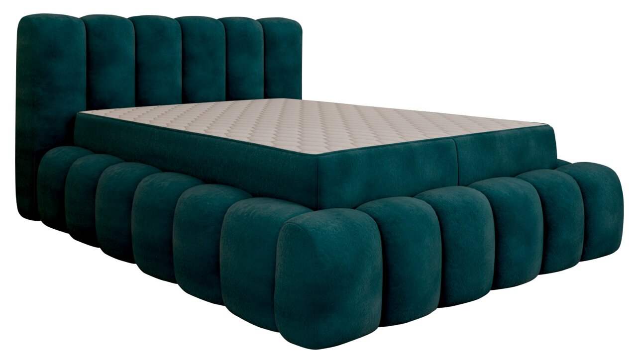 Novel Polsterbett NOBO Polsterbett in modernem Design mit gepolstertem Kopfteil und abgerundeten Kanten, seitliche Perspektive