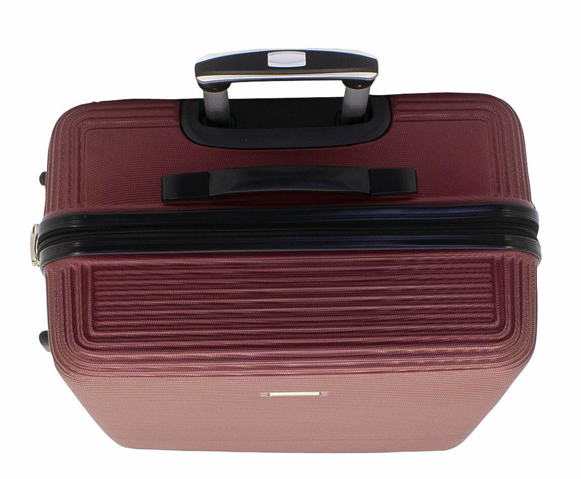 Burgunderfarbener Trolley, 70 cm, von oben gesehen mit ausziehbarem Griff.