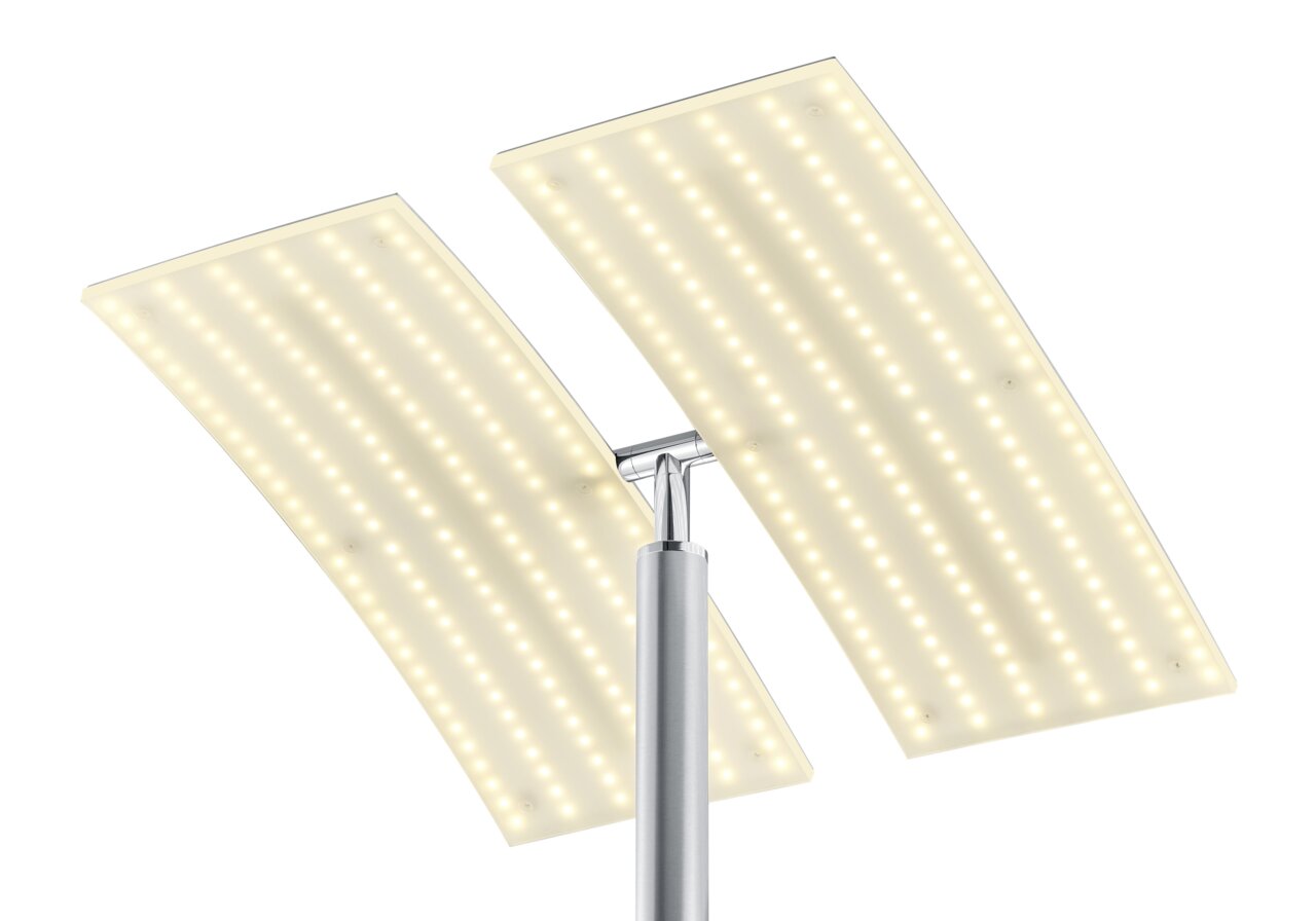 Moderne Stehleuchte ANDY mit zwei rechteckigen LED-Panels, seitliche Perspektive
