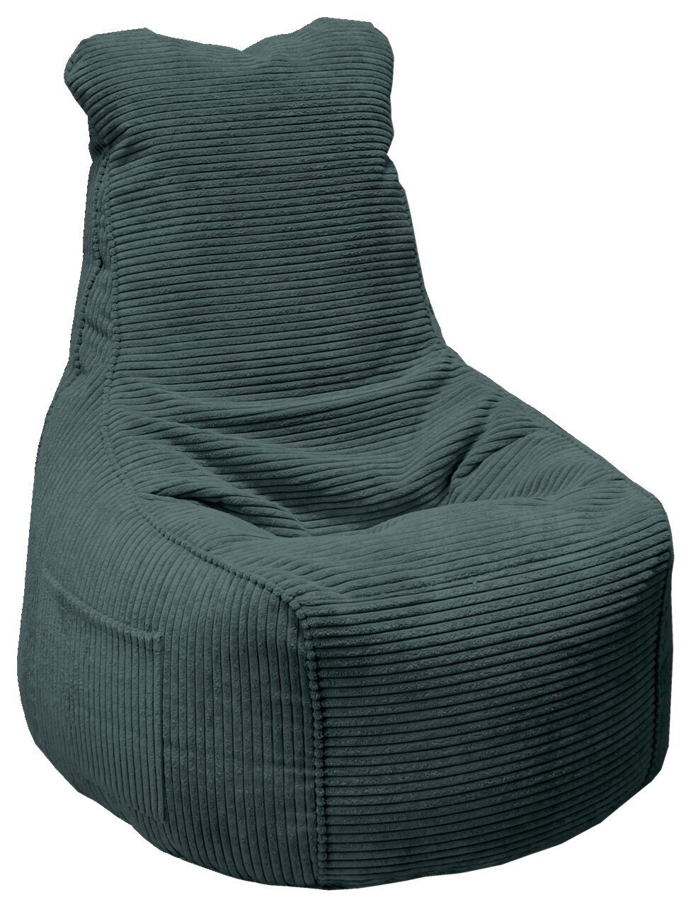 Grüner Sitzsack aus geripptem Stoff, Vorderansicht