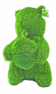 Große grüne Gartenfigur in Form eines Eichhörnchens, Rückansicht