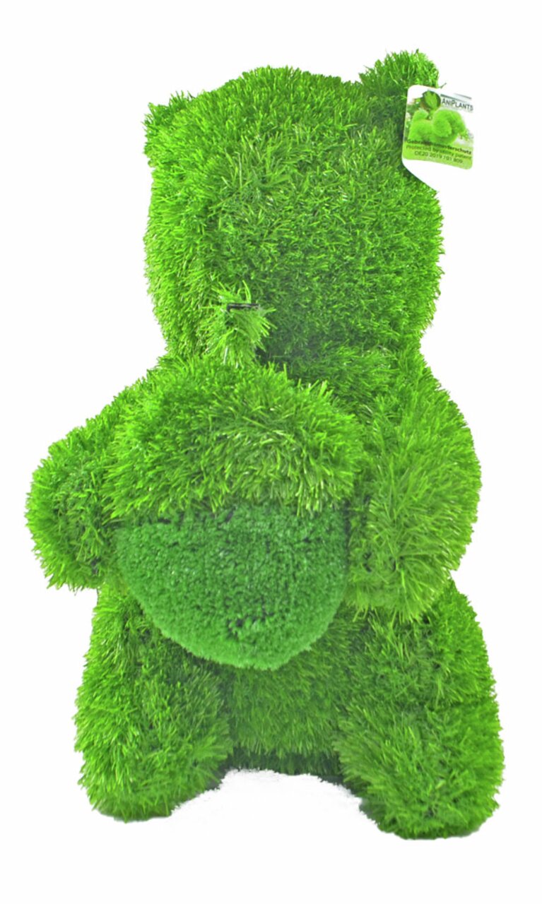 Große grüne Gartenfigur in Form eines Eichhörnchens, Rückansicht