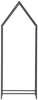 Kaminholzständer in Hausform aus Metall, frontal abgebildet