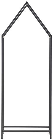 Kaminholzständer in Hausform aus Metall, frontal abgebildet