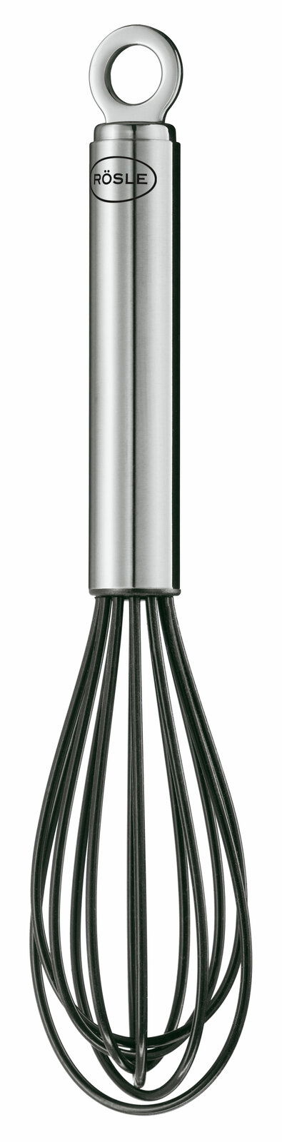 Silikon-Schneebesen mit Edelstahlgriff, Vorderansicht