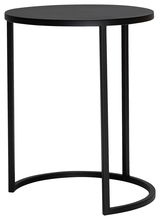 Runder schwarzer Beistelltisch aus Metall, seitliche Perspektive