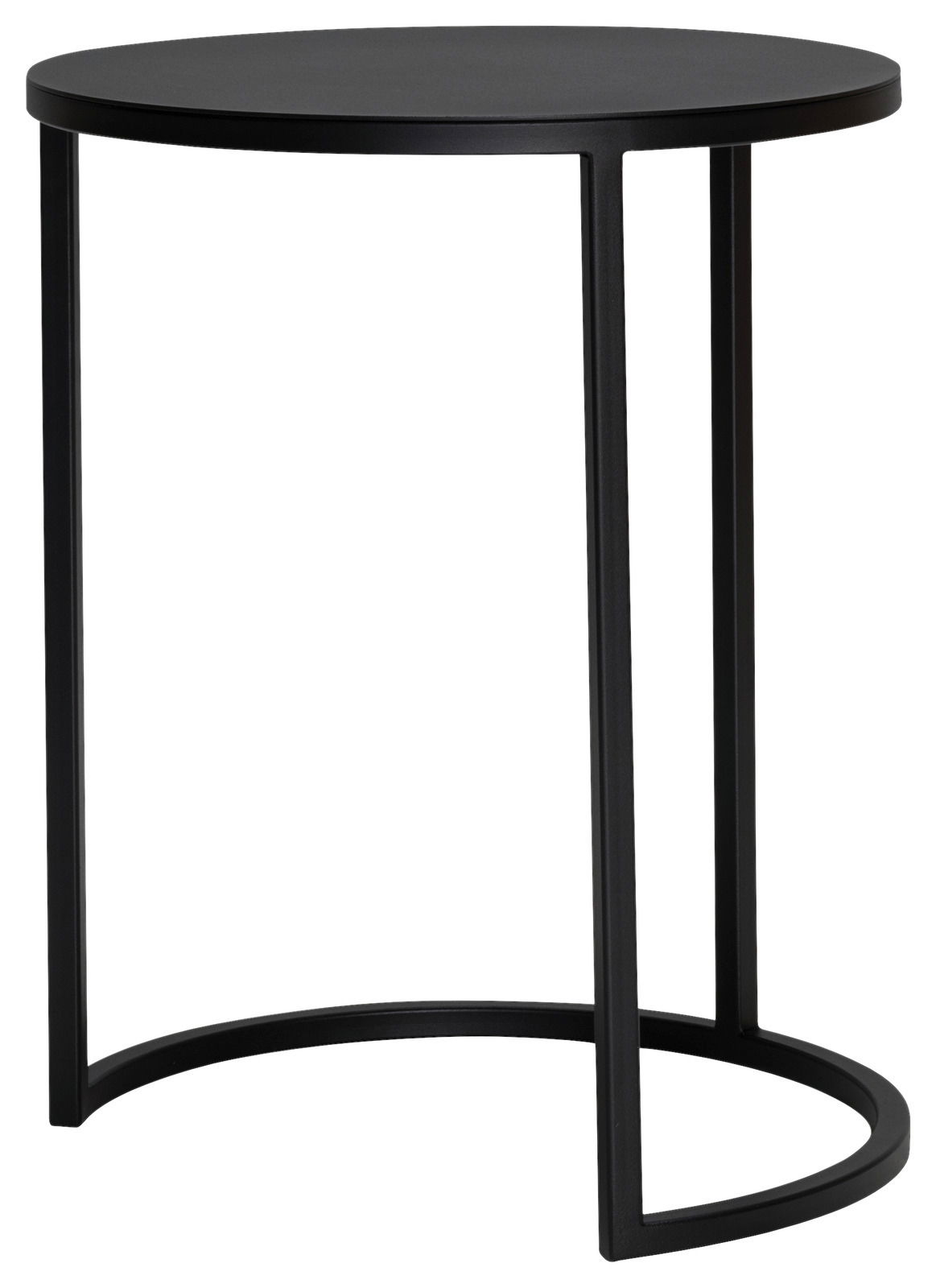 Zurbrüggen Beistelltisch MARVIN Runder schwarzer Beistelltisch aus Metall, seitliche Perspektive