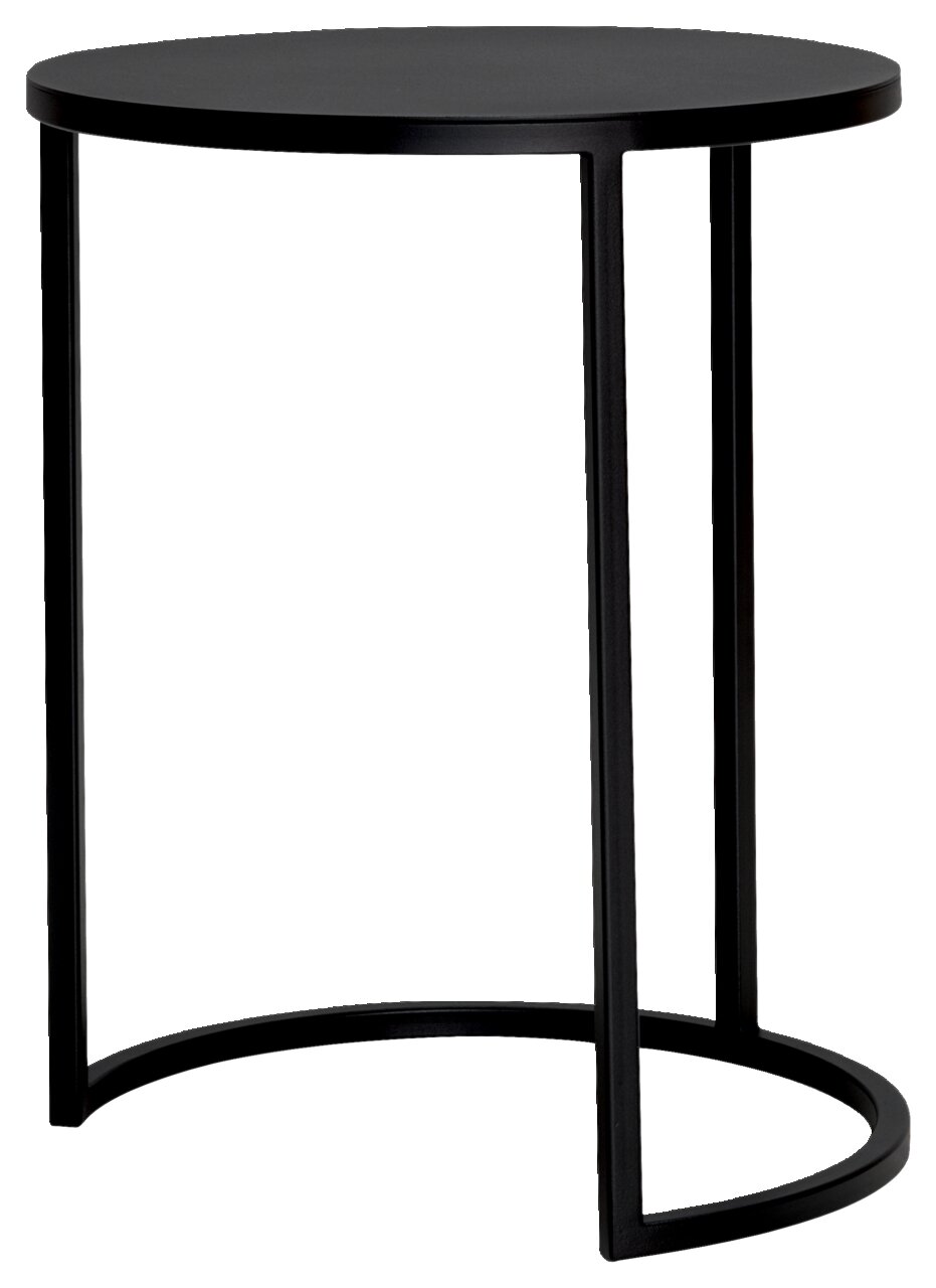 Zurbrüggen Beistelltisch MARVIN Runder schwarzer Beistelltisch aus Metall, seitliche Perspektive