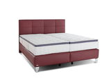 Boxspringbett in Rot mit weißer Matratze, seitliche Perspektive