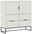 Modernes Highboard in hellem Design mit schwarzem Metallgestell, frontale Perspektive