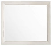 Rechteckiger Wandspiegel mit hellem Holzrahmen, frontal betrachtet.