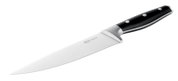 Jamie Oliver by Tefal Küchenmesser mit Edelstahlklinge und schwarzem Griff, freigestellt auf schwarzem Hintergrund, schräg aus seitlicher Perspektive (3/4-Ansicht)