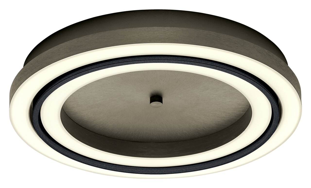 Moderne LED-Deckenleuchte BEN in runder Form, seitliche Perspektive