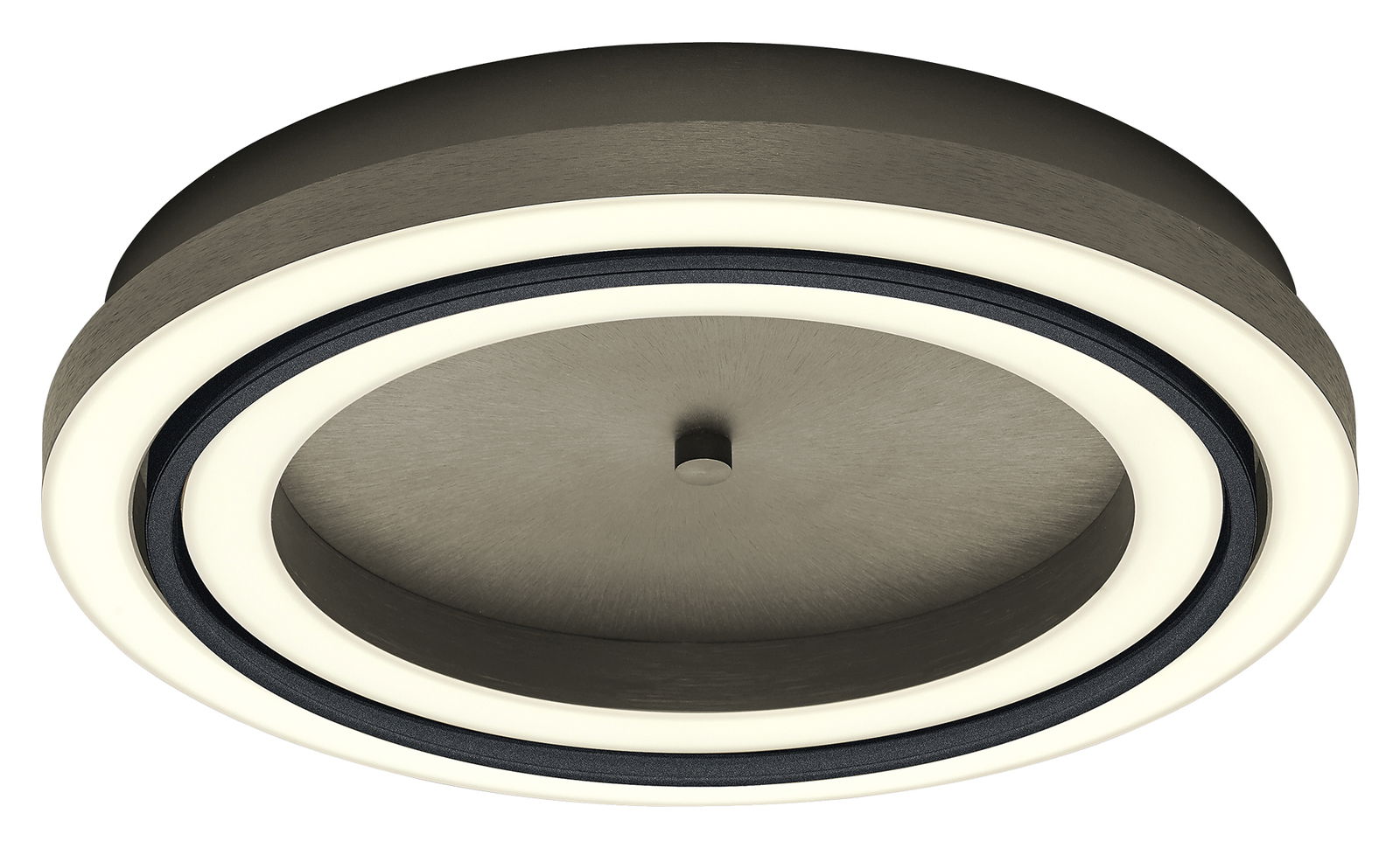 Moderne LED-Deckenleuchte BEN in runder Form, seitliche Perspektive