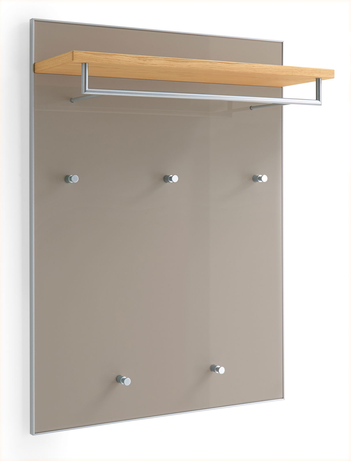 VOSS Garderobenpaneel SANTINA Garderobenpaneel mit Holzablage und Metallhaken, seitliche Perspektive