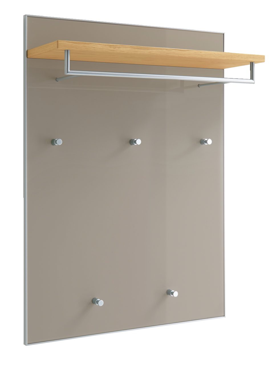 VOSS Garderobenpaneel SANTINA Garderobenpaneel mit Holzablage und Metallhaken, seitliche Perspektive