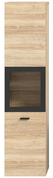 Moderner Badschrank aus Holz mit Glaseinsatz, Frontalansicht