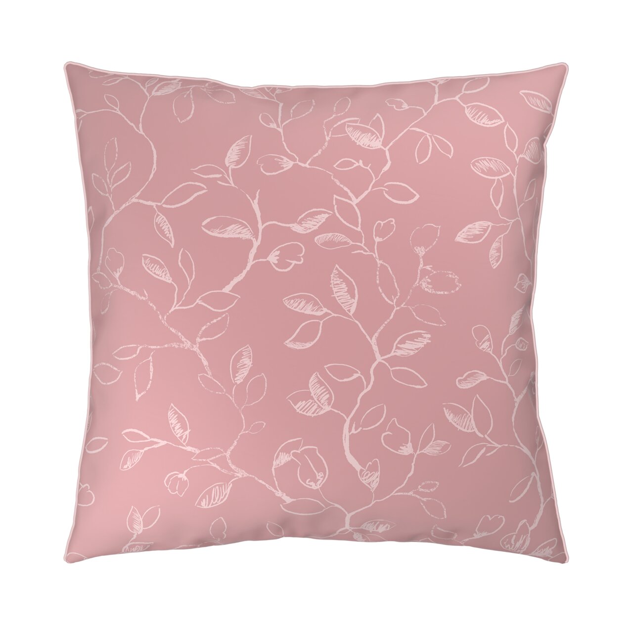Rosa Kissen mit weißem Blattmuster, Vorderansicht