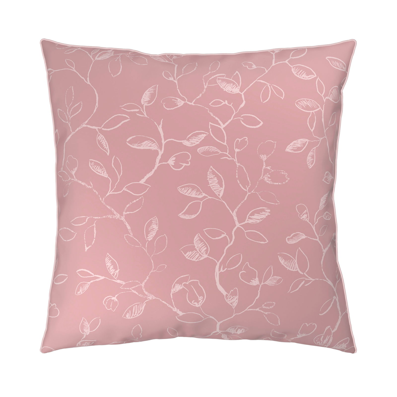 Rosa Kissen mit weißem Blattmuster, Vorderansicht