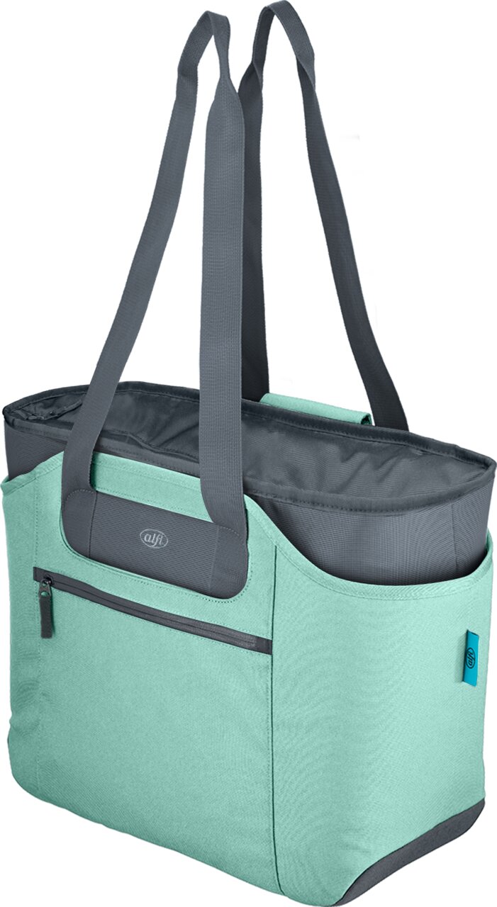 Iso Bag 2tlg. in mintgrün mit grauen Trägern, seitliche Perspektive