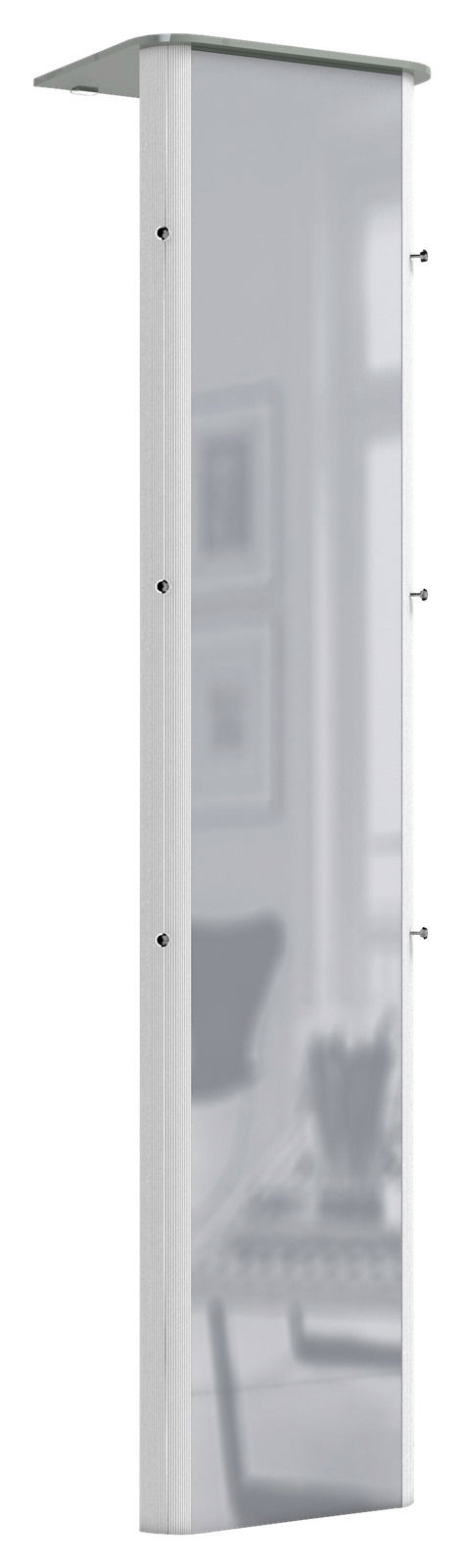 Moderne Garderobe mit Spiegel, seitliche Perspektive