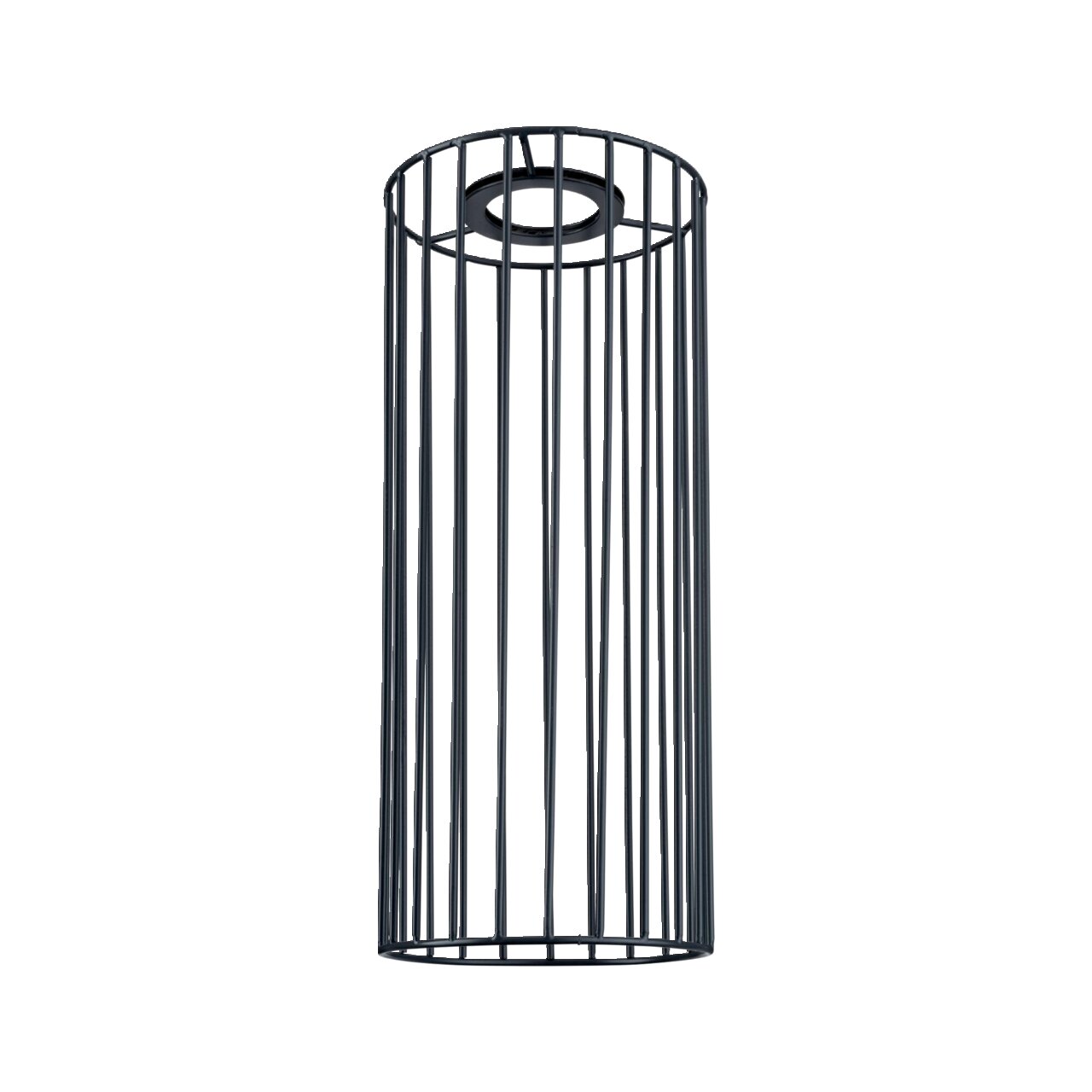 Dekorativer zylindrischer Schirm aus Metallstäben, Ansicht von unten.