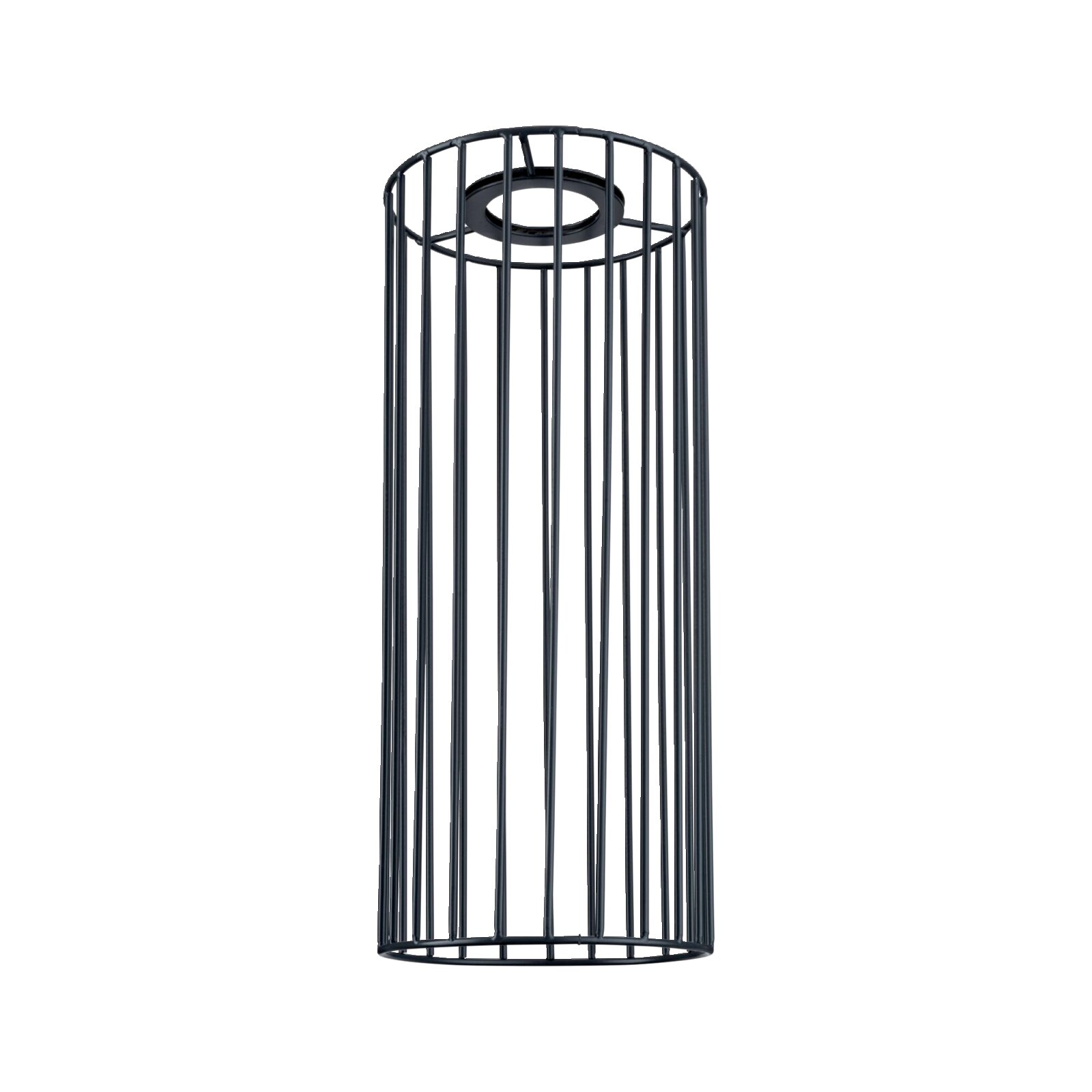 Dekorativer zylindrischer Schirm aus Metallstäben, Ansicht von unten.