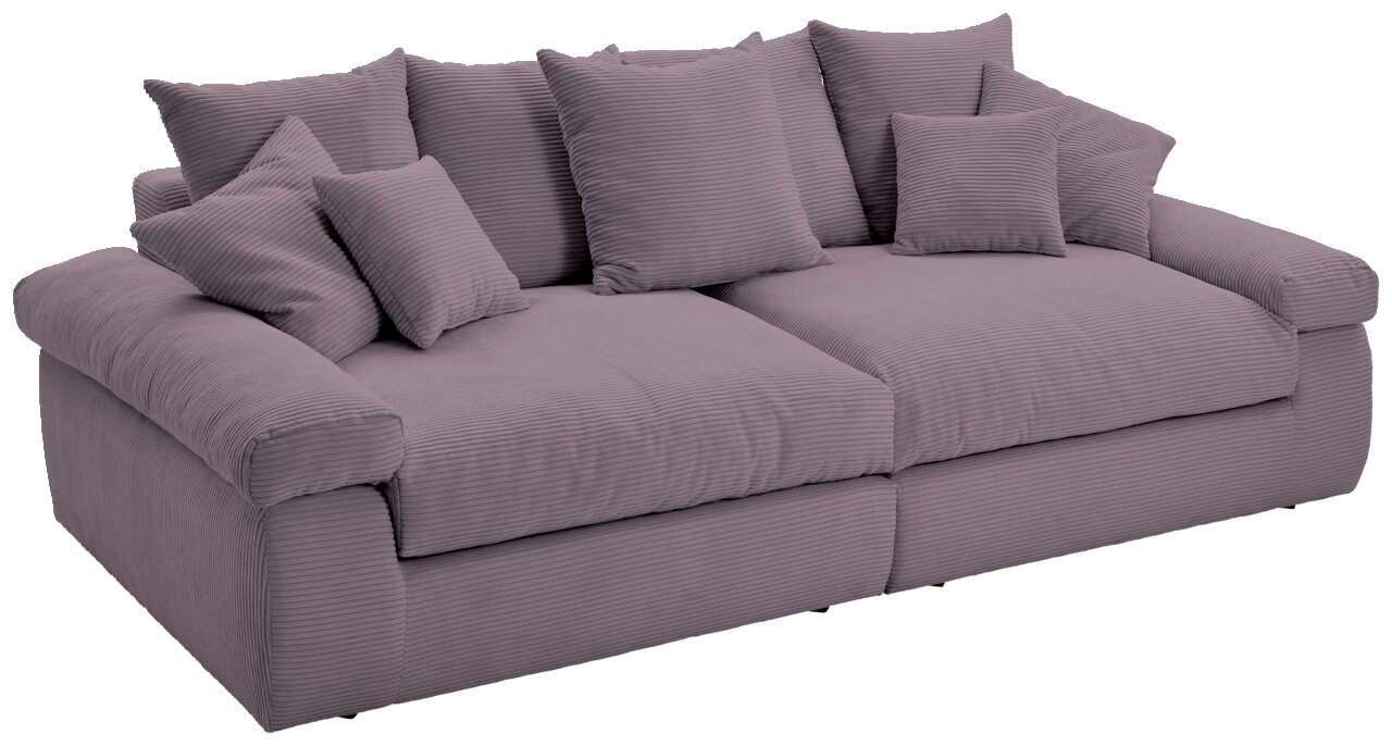 Z2 Big Sofa CASABLANCA Großes, gemütliches Big-Sofa in Lila mit mehreren Kissen, seitliche Perspektive